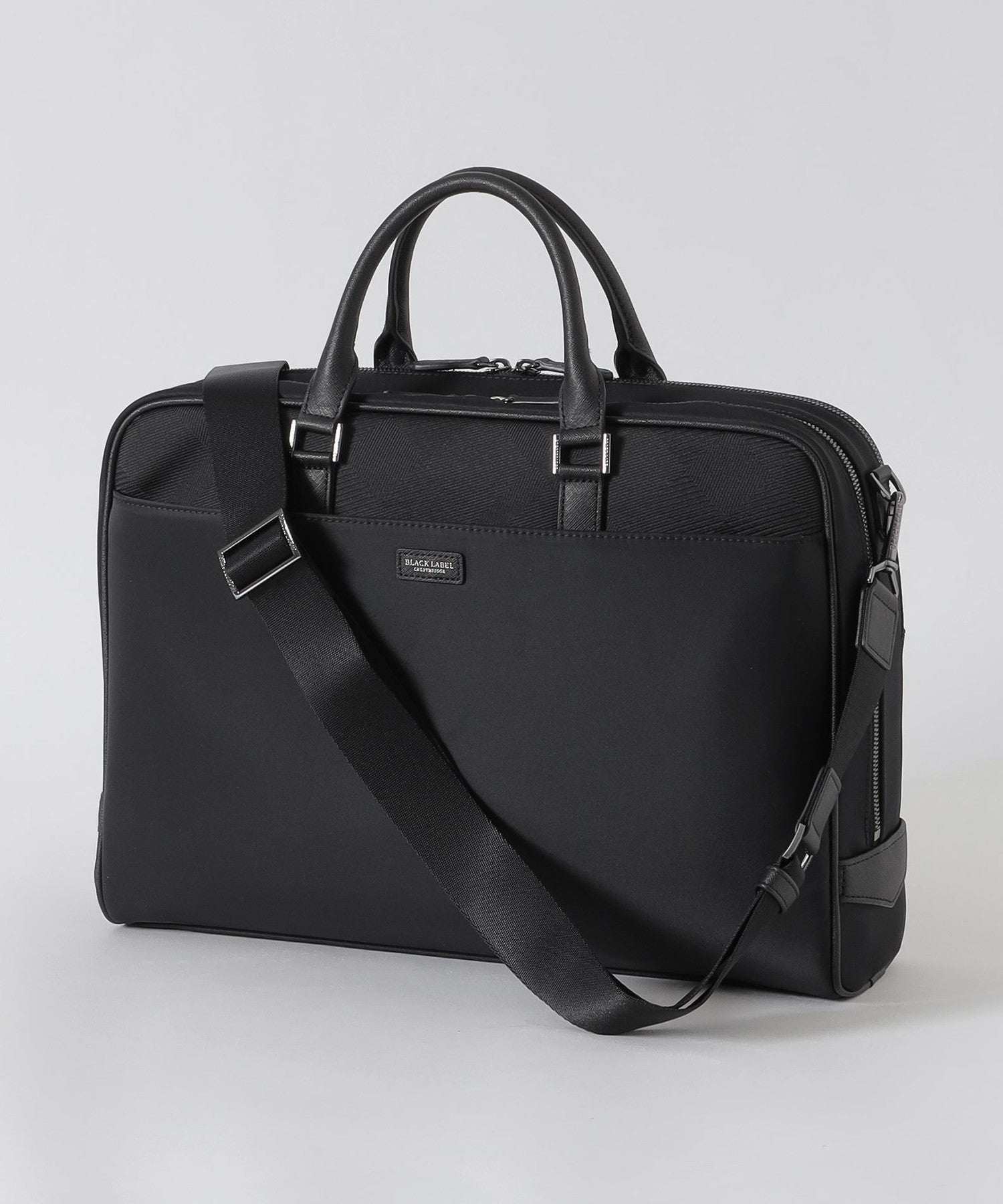 【こぐま】BLACK LABEL ビジネスバッグ ブラック ナイロンコンビカルゼシャドークレストブリッジチェックビジネス