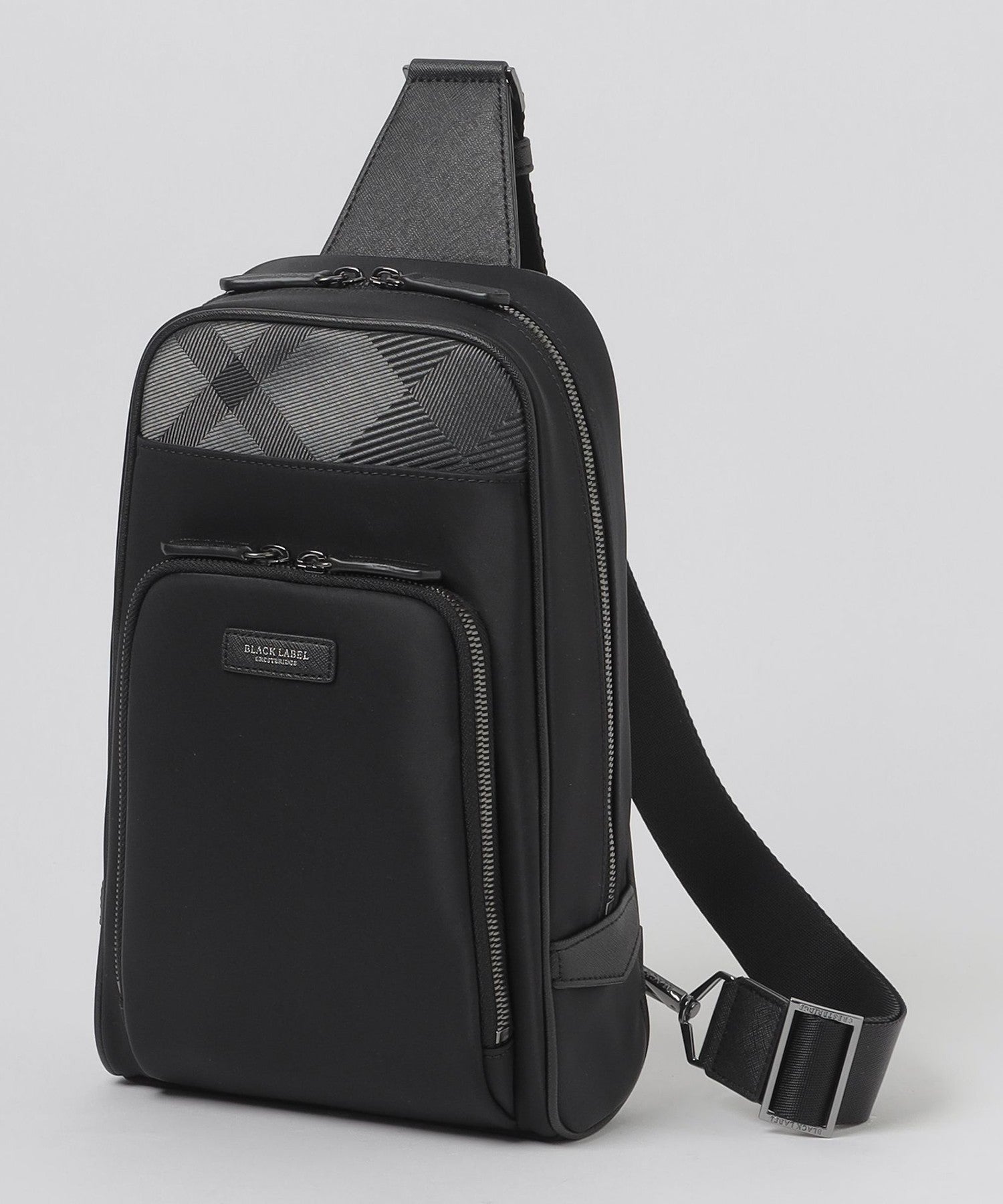 BLACK LABEL ボディバッグ チェック柄 ナイロンコンビカルゼシャドークレストブリッジチェックビジネスボディ