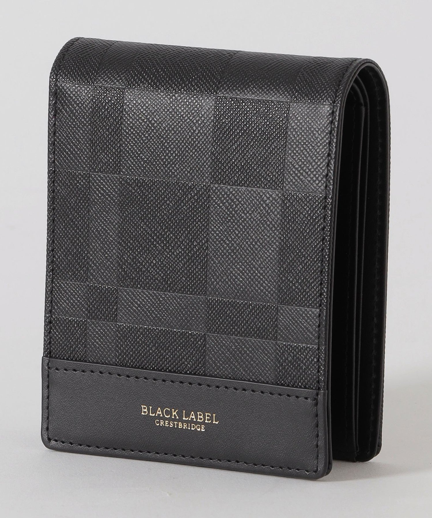 BLACK LABEL CRESTBRIDGE チェック　折り財布　ブラック エンボスチェック2つ折りウォレット（ウォレット/ケース