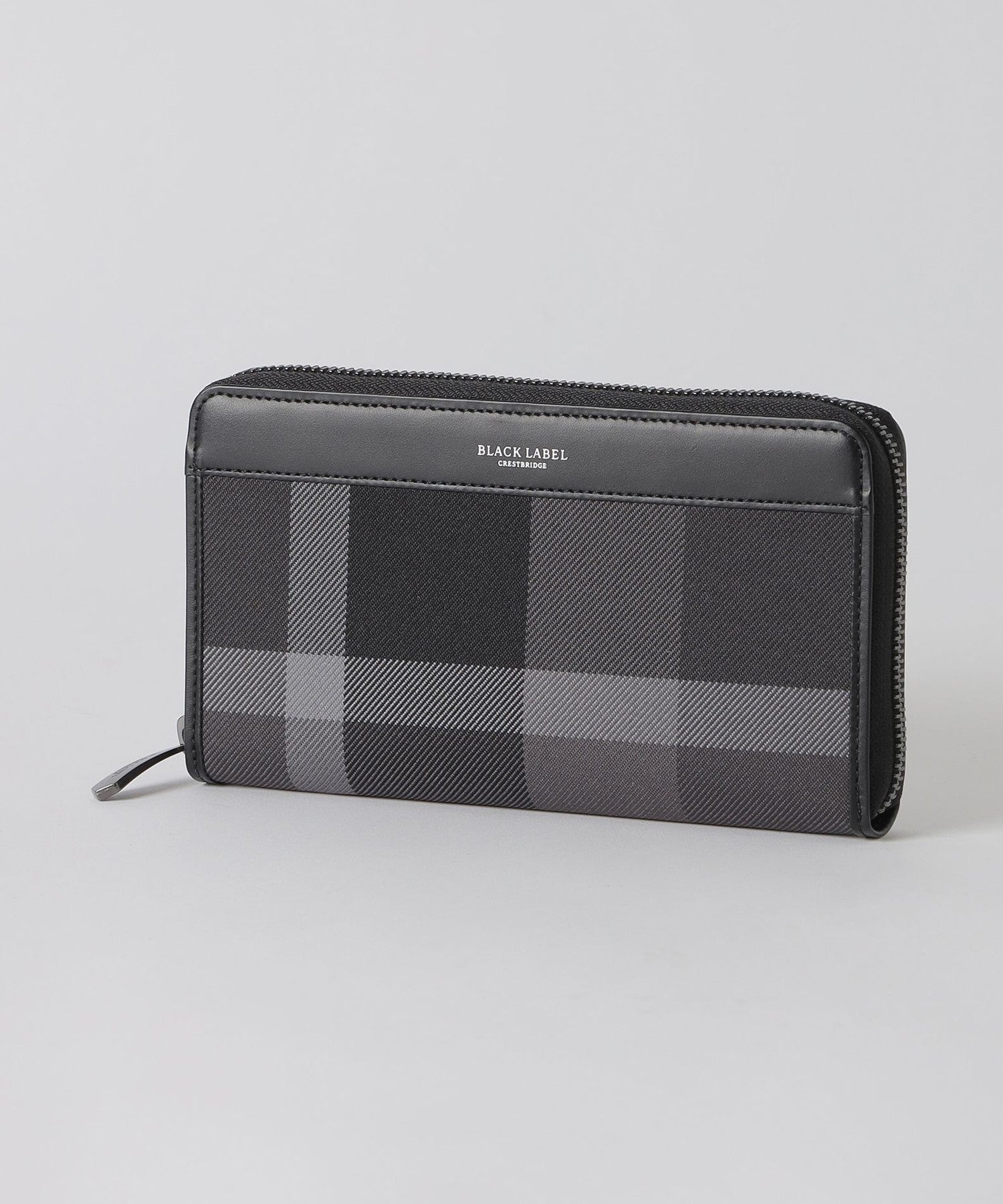 トーナルクレストブリッジチェックラウンドジップウォレット