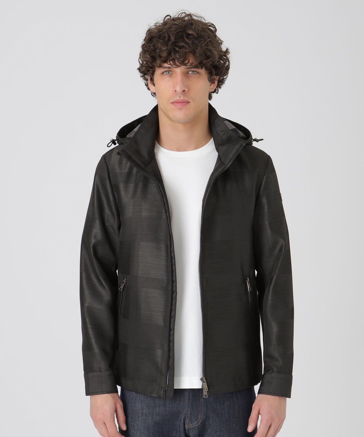 シャドーチェックカルゼパーカー（ブルゾン）｜BLACK LABEL