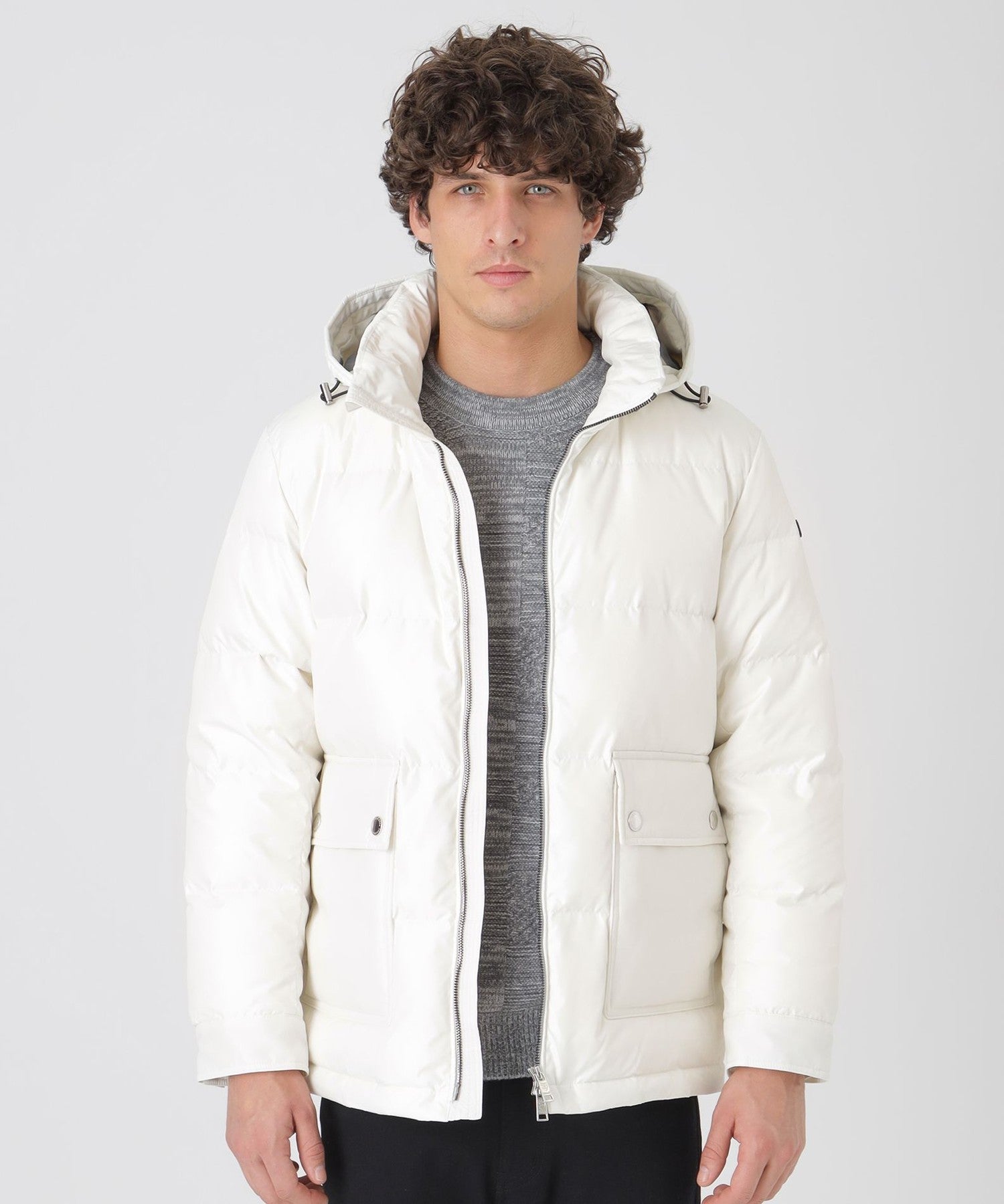 新品未使用STYLE&DENIM ホワイトダウンジャケット クレストブリッジチェックコンビショートダウン（ブルゾン）｜BLACK