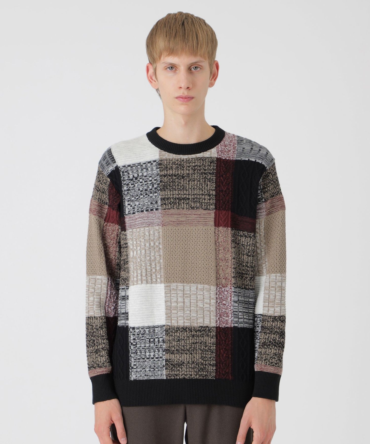 テクスチャーミックスクレストブリッジチェックニット（ニットウェア