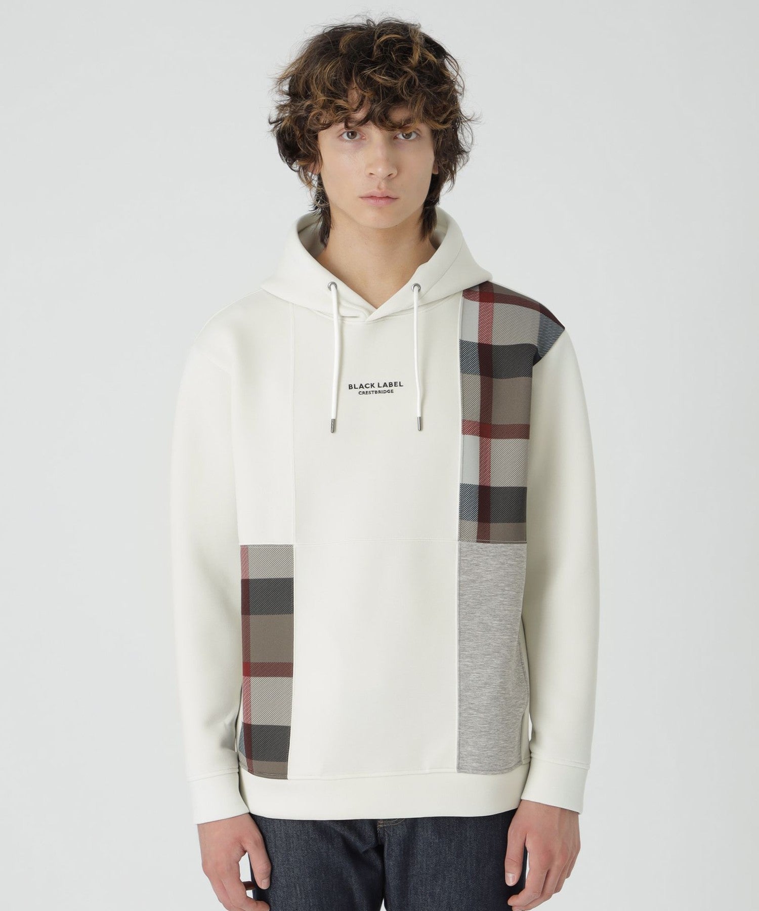 ブラックレーベルクレストブリッジ　半袖パーカー　CBチェック　パッチワーク　L BLACK LABEL CRESTBRIDGE（ブラックレーベル・クレストブリッジ