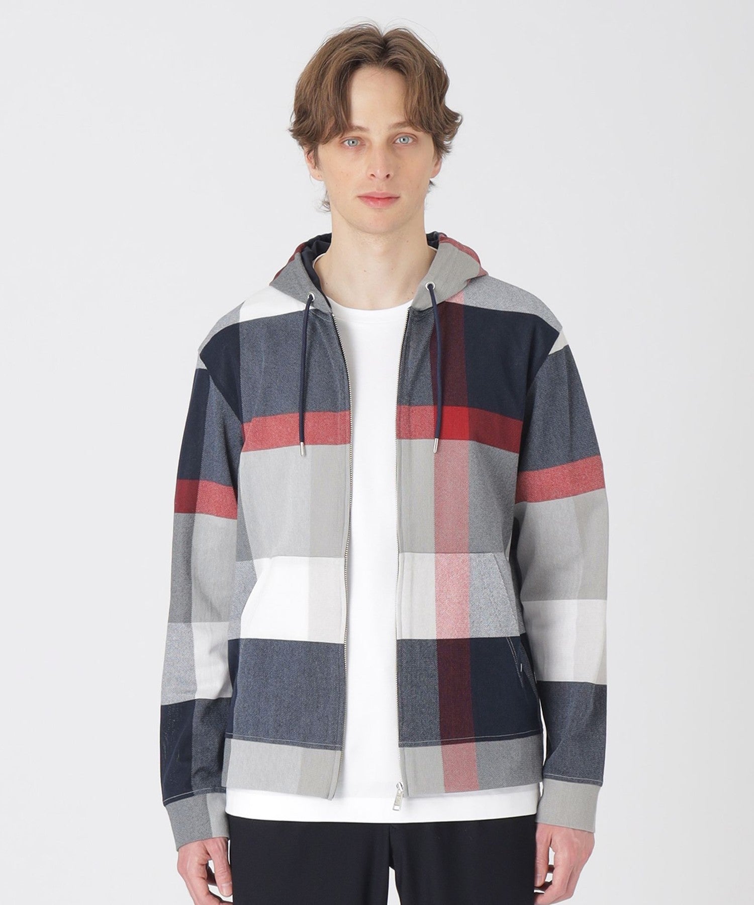 ブラックレーベルクレストブリッジ　半袖パーカー　CBチェック　パッチワーク　L BLACK LABEL CRESTBRIDGE（ブラックレーベル・クレストブリッジ