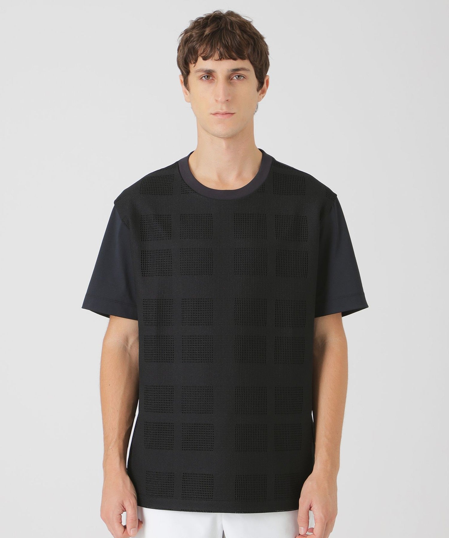 シアーチェックコンビTシャツ（カットソー）｜BLACK LABEL