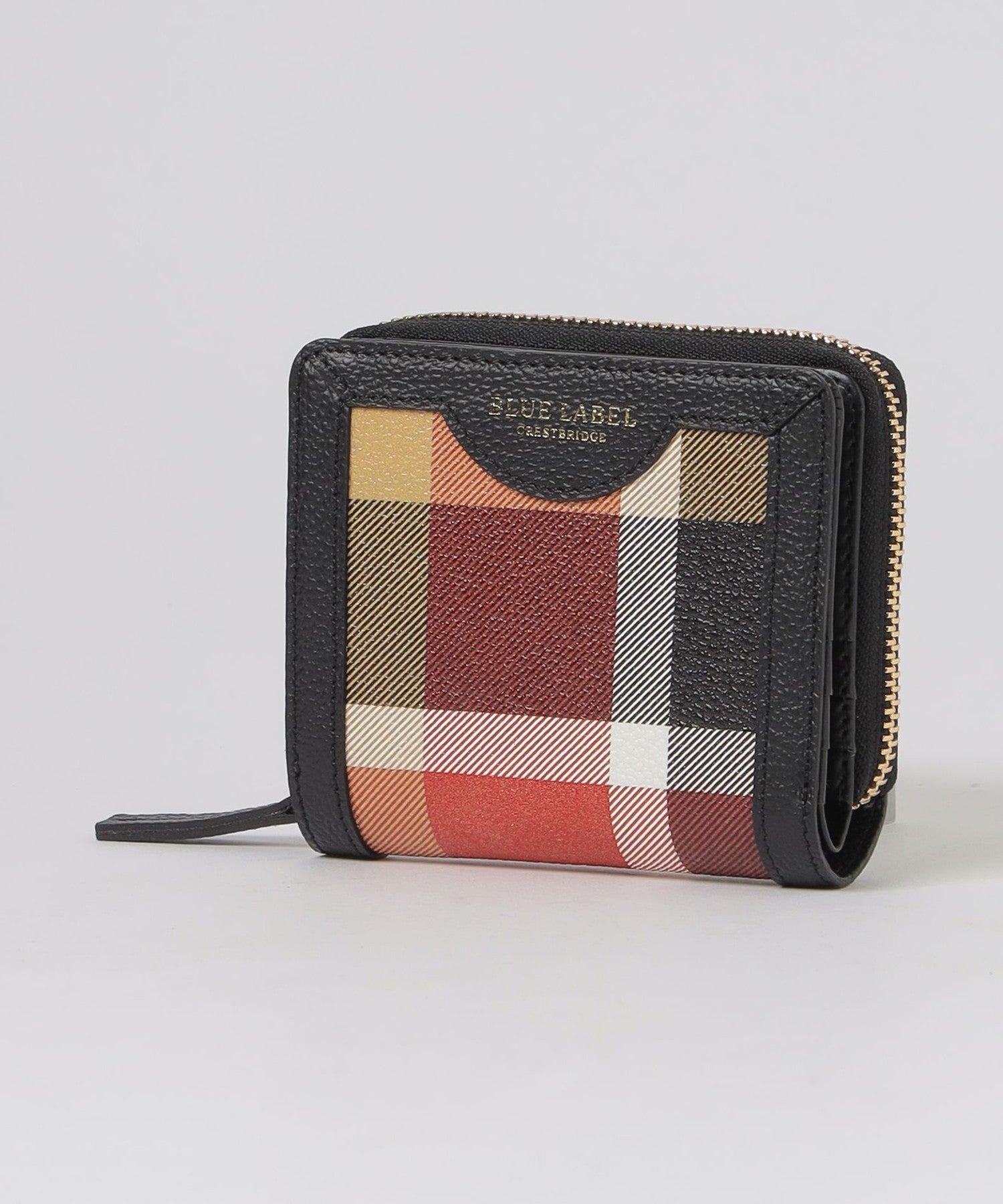 クレストブリッジチェックレザー二つ折り財布（ウォレット