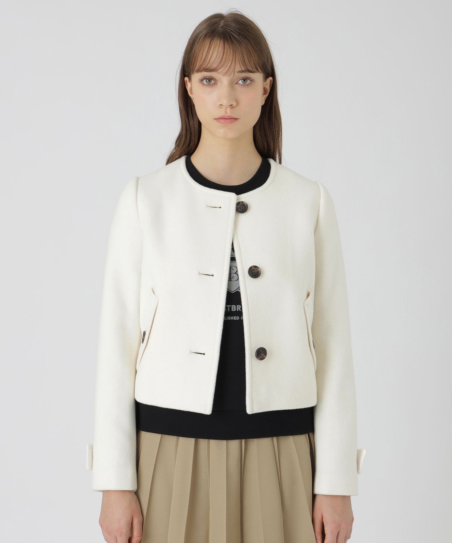 ファインダブルビーバーノーカラージャケット(コート)|BLUE LABEL ファインダブルビーバーノーカラージャケット(コート)|BLUE LABEL