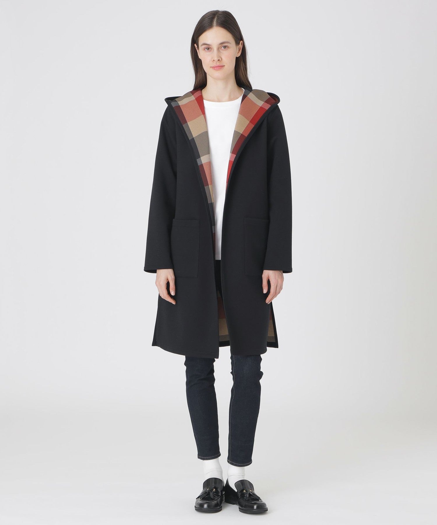 クレストブリッジチェックリバーシブルダンボールコーディガン