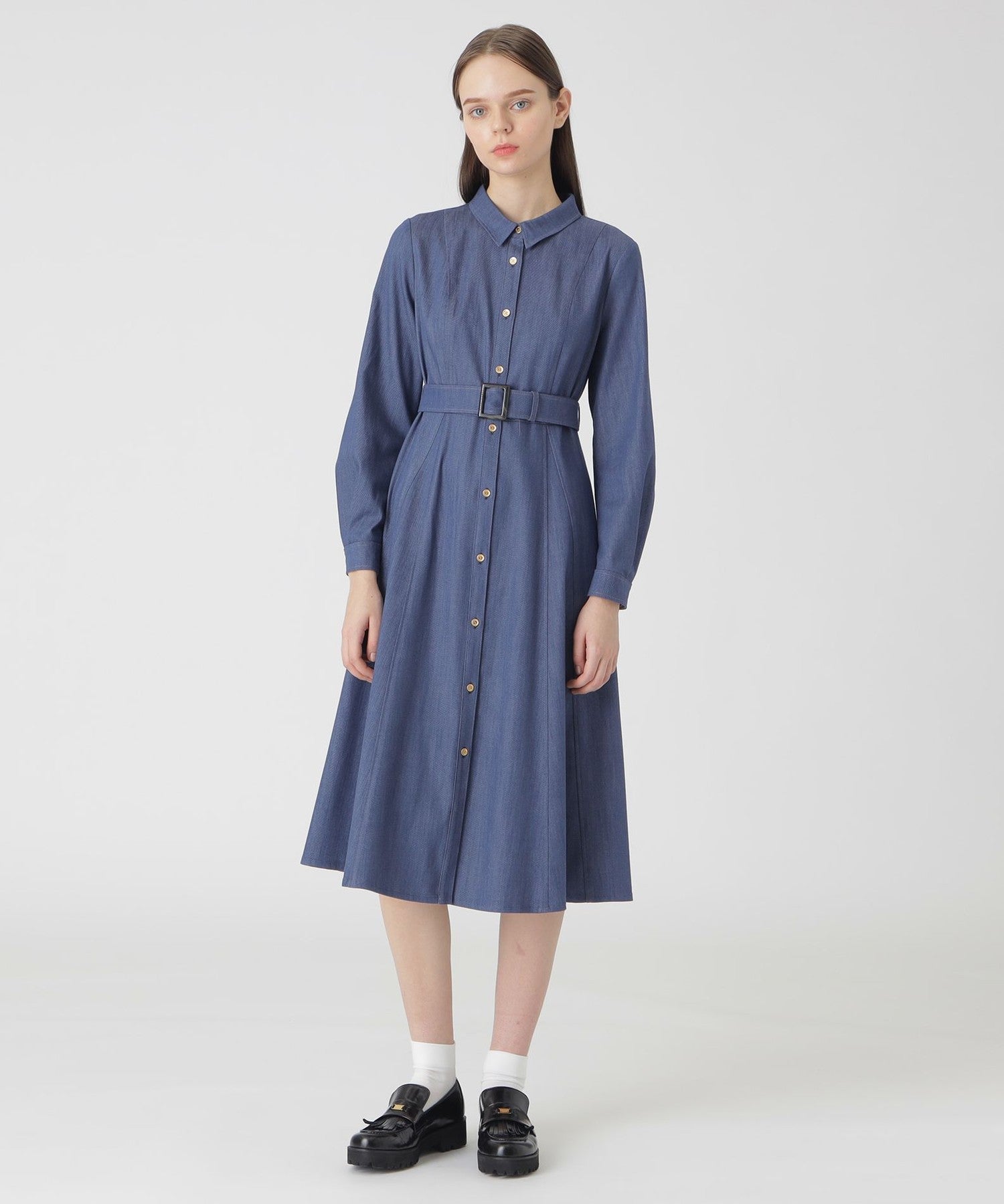 美品　ブルーレーベルクレストブリッジ　スラブシャンブレーツイルドレス　ワンピース スラブシャンブレーデニムドレス（ドレス）｜BLUE LABEL