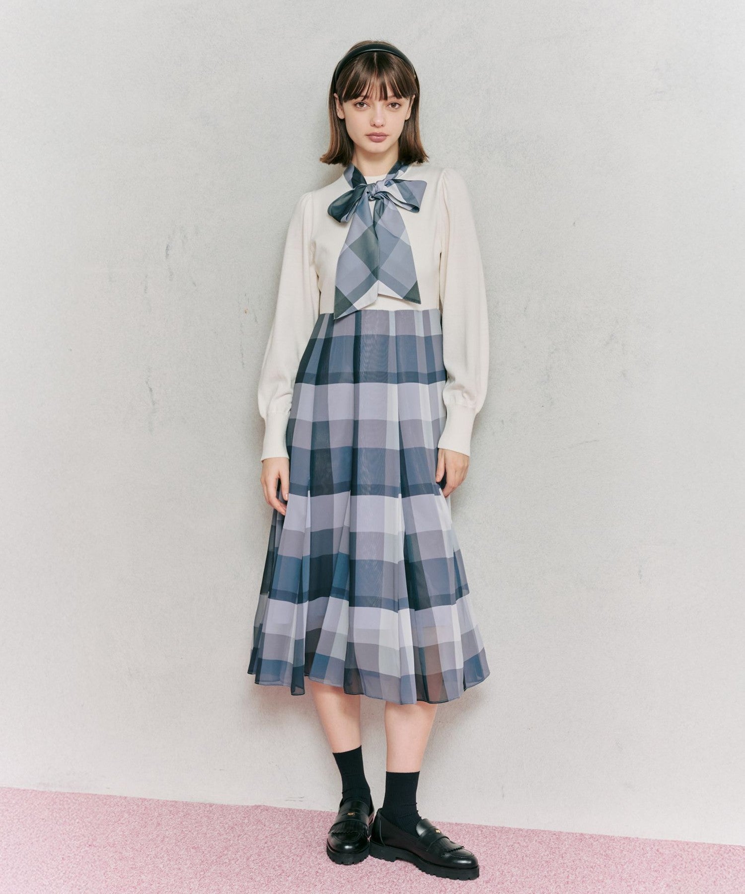 sweetコラボ】クレストブリッジチェックニットコンビドレス（ドレス