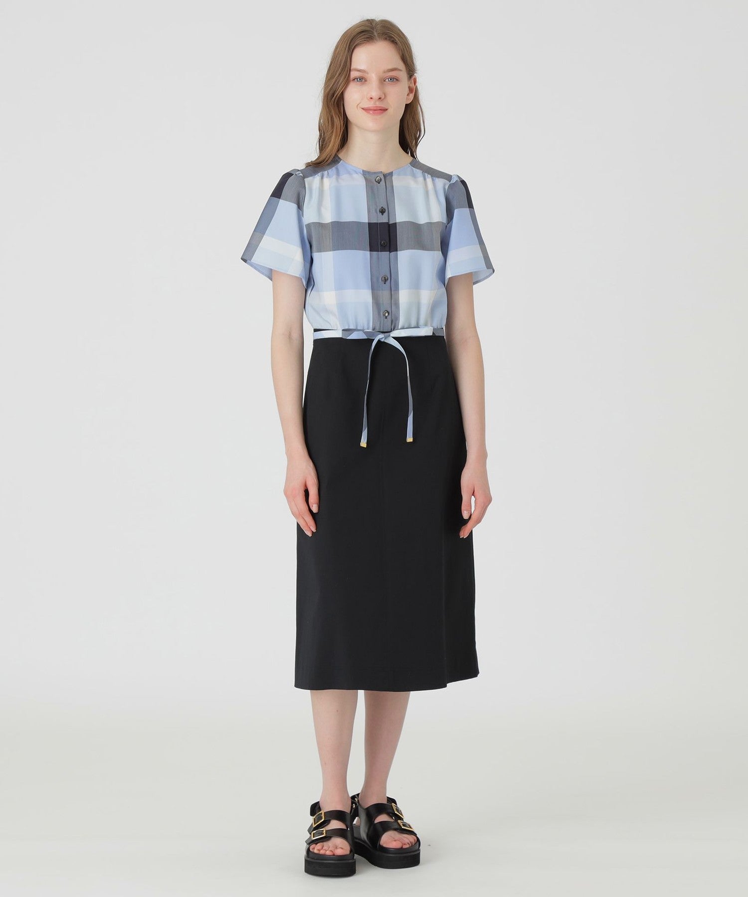 クレストブリッジチェックライトクロッシングツイルコンビドレス