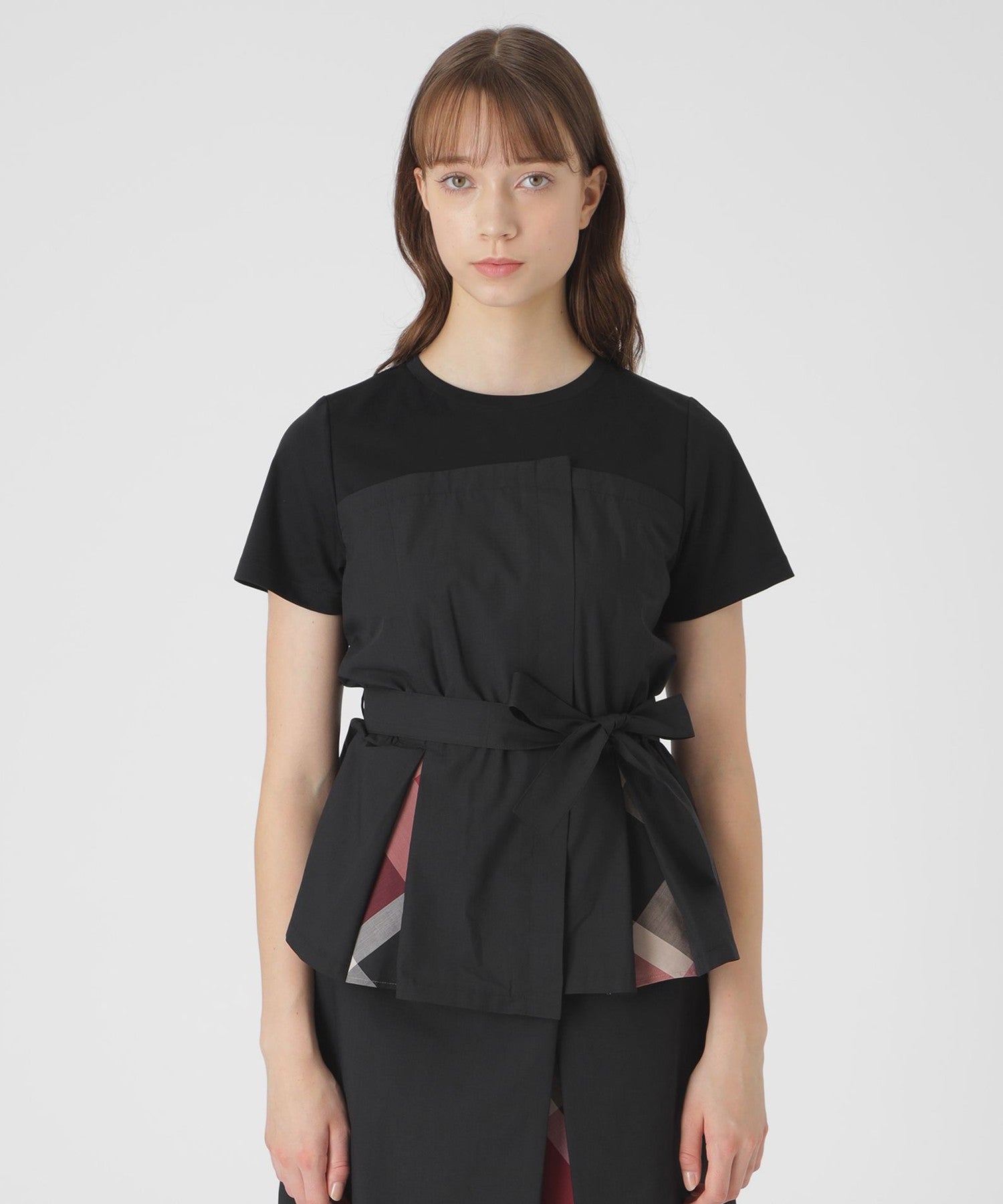 【美品】ブルーレーベル クレストブリッジ ビスチェ風 Tシャツ リボン　半袖　M 接触冷感】【吸水速乾】クールドライビスチェコンビトップス