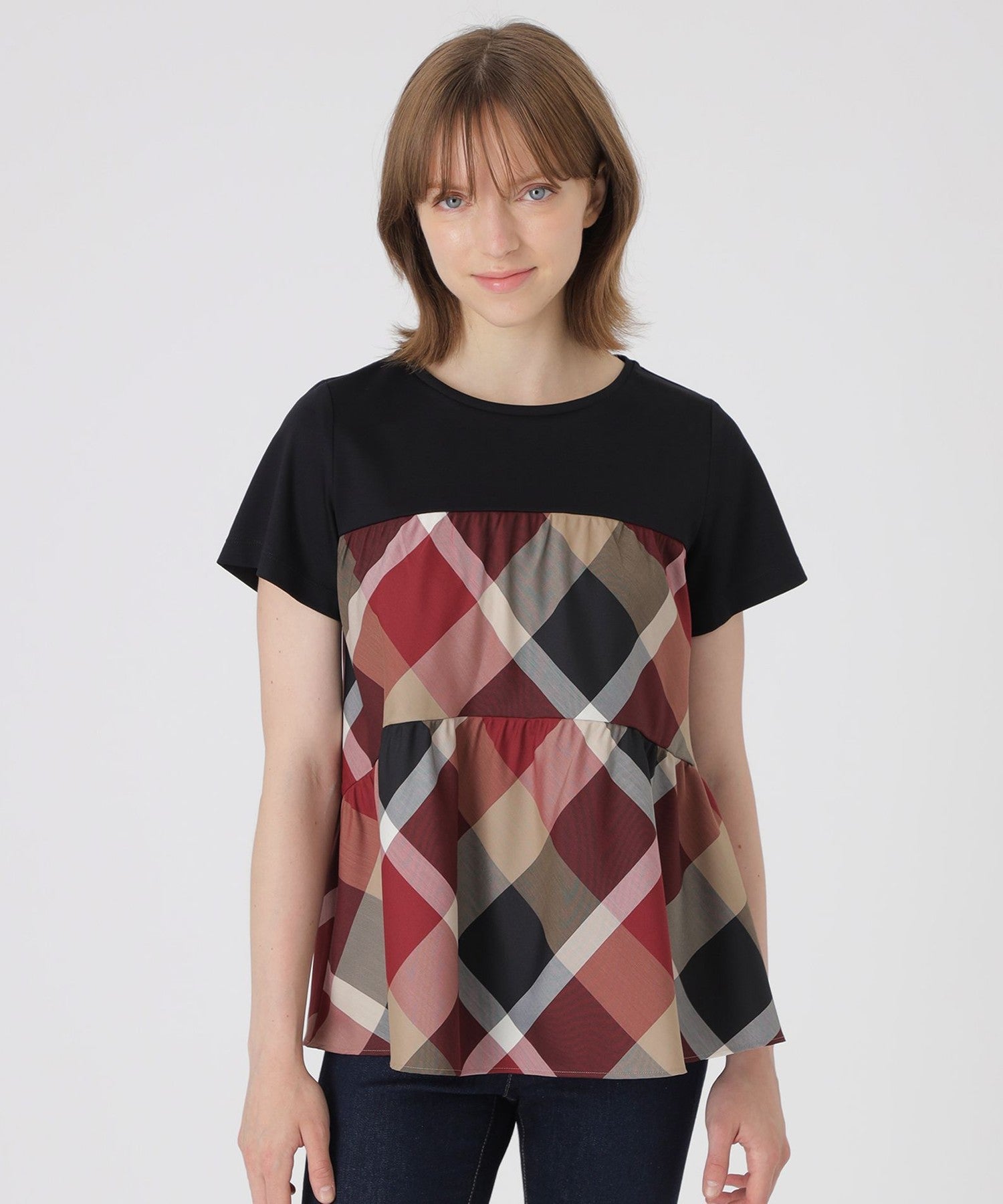 クレストブリッジチェックティアードコンビTシャツ（カットソー