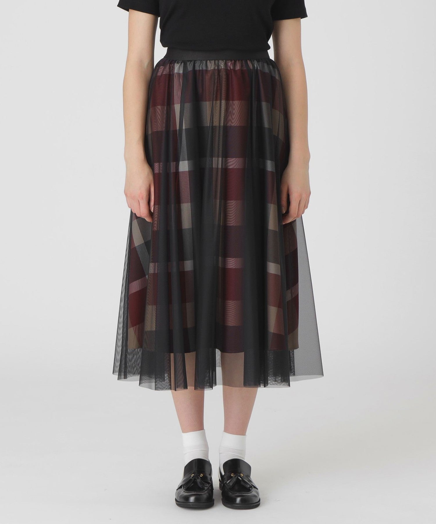 アナちゃん専用 BLUE LABEL チェック柄チュールフレアスカート クレストブリッジチェックライトクロッシングチュールスカート