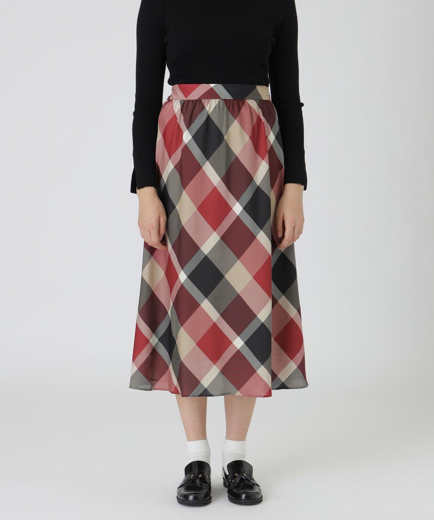 ブルーレーベルクレストブリッジ　スカート 取扱店舗限定】クレストブリッジチェックサテンプリントスカート