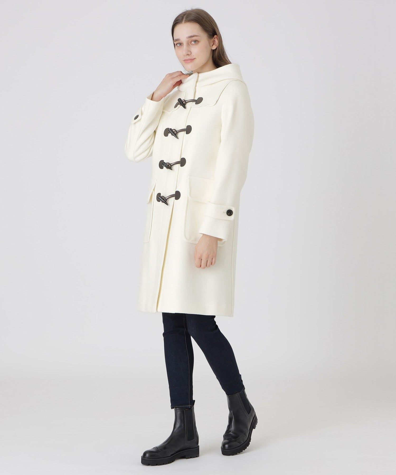 【美品】ブルーレベルクレストブリッジ　ダッフルコート　40　キャメル ブルーレーベルクレストブリッジ BLUE LABEL CRESTBRIDGE ツイル