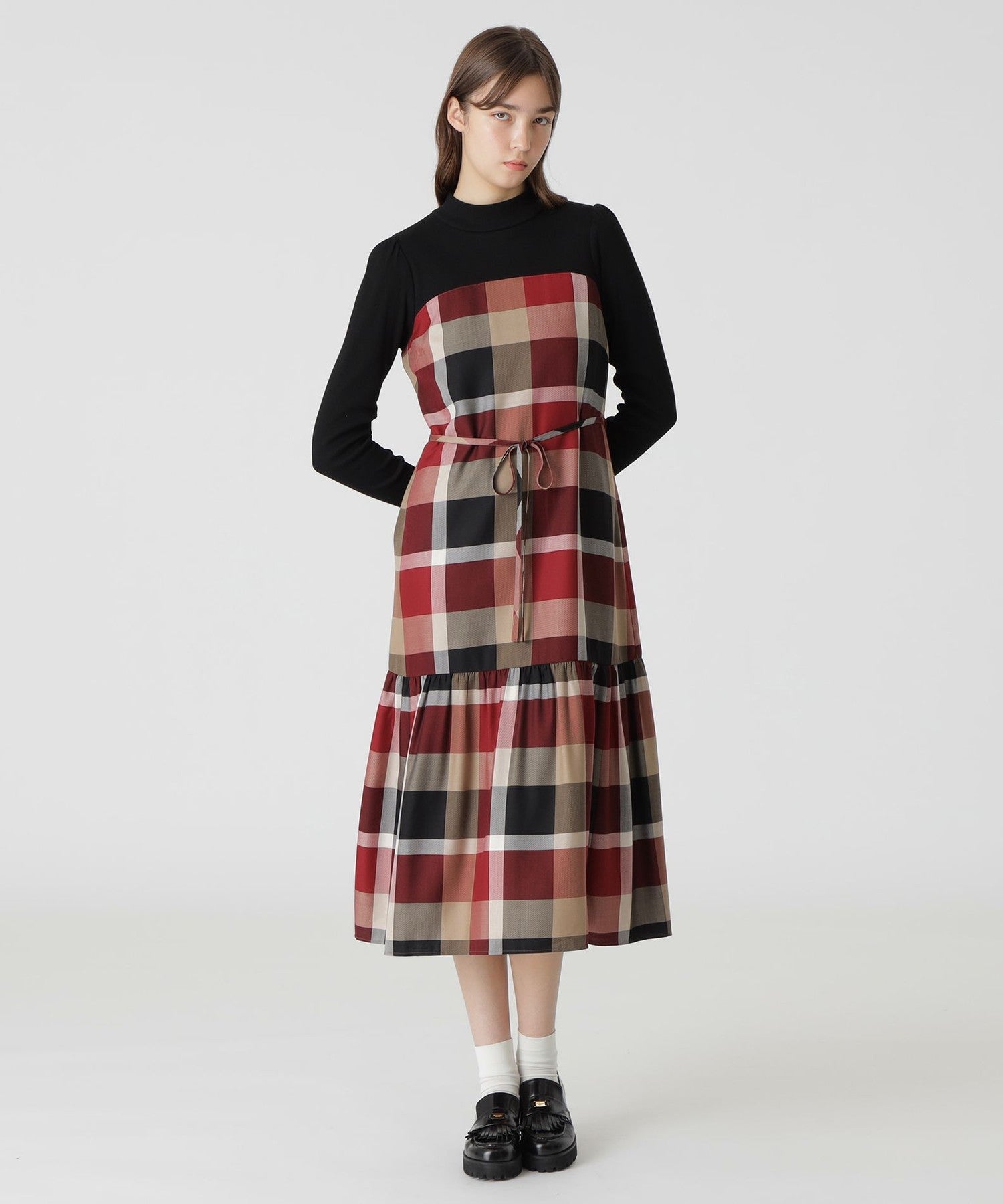 一部店舗限定】クレストブリッジチェックエアリーツイルテレココンビ