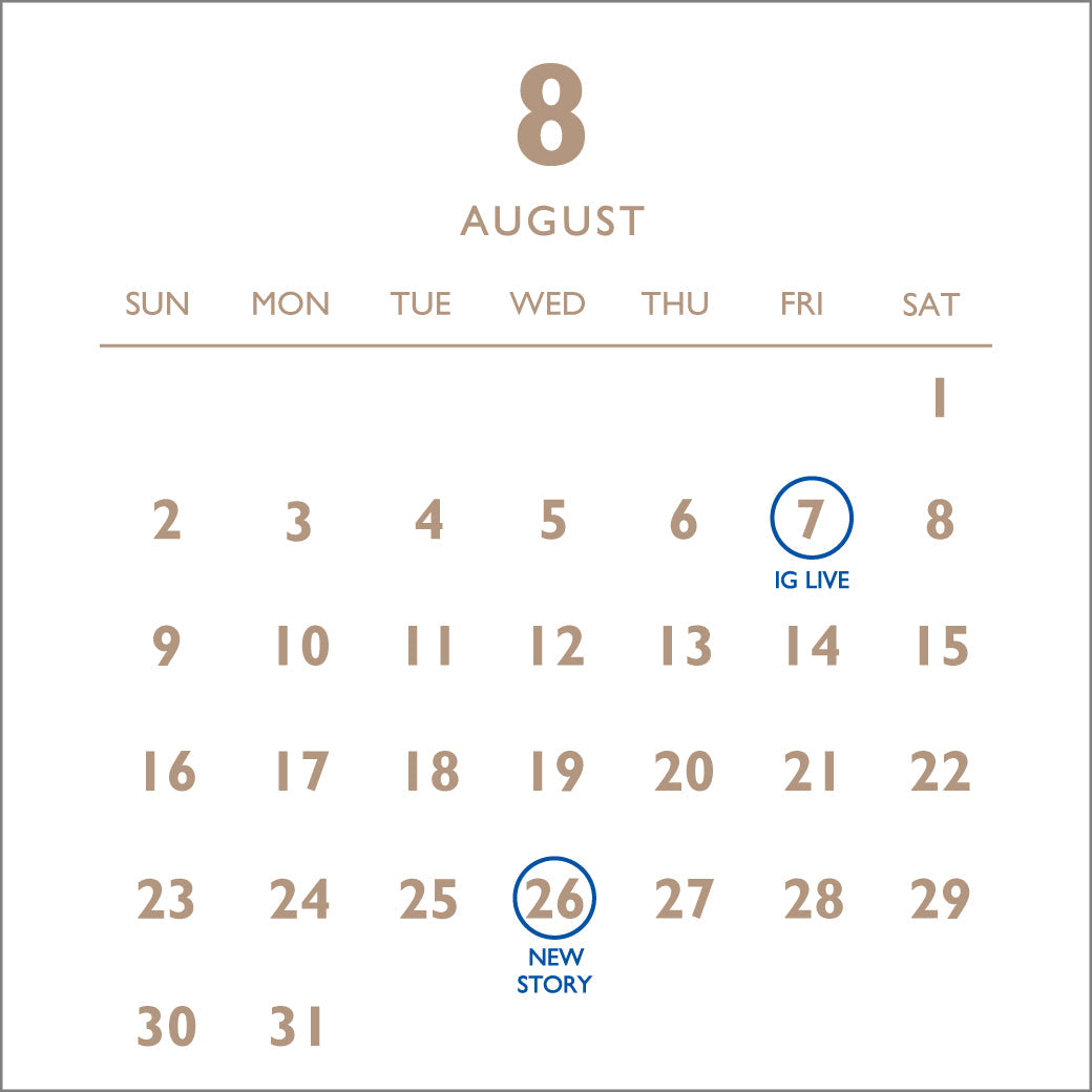 【8月】 MONTHLY SCHEDULE