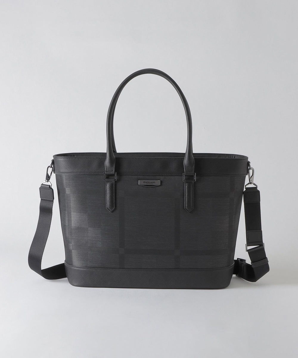 【極美品】ブラックレーベルクレストブリッジ チェック ナイロン トートバッグ 黒 一部店舗限定】ナイロンオックスクレストブリッジチェックトート