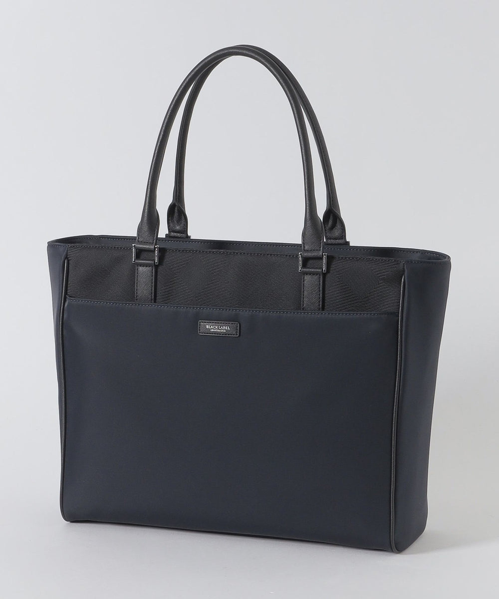 クレストブリッジブラックレーベルトートバッグ　ネイビー ナイロンコンビカルゼシャドークレストブリッジチェックビジネストート