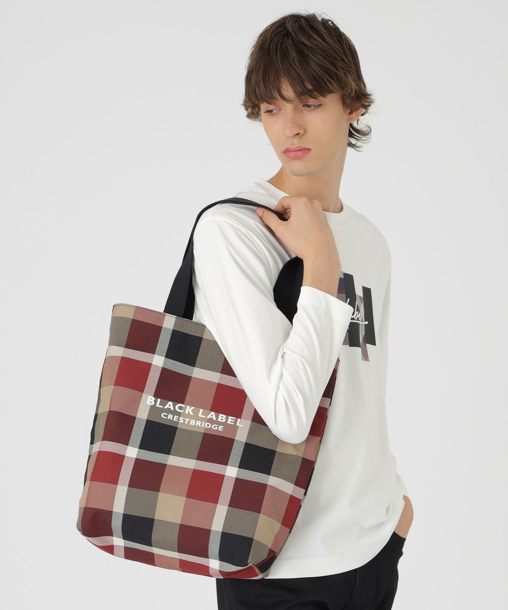 BLACK LABEL CRESTBRIDGEクレストブリッジチェックトート 一部店舗限定】ナイロンオックスクレストブリッジチェックトート