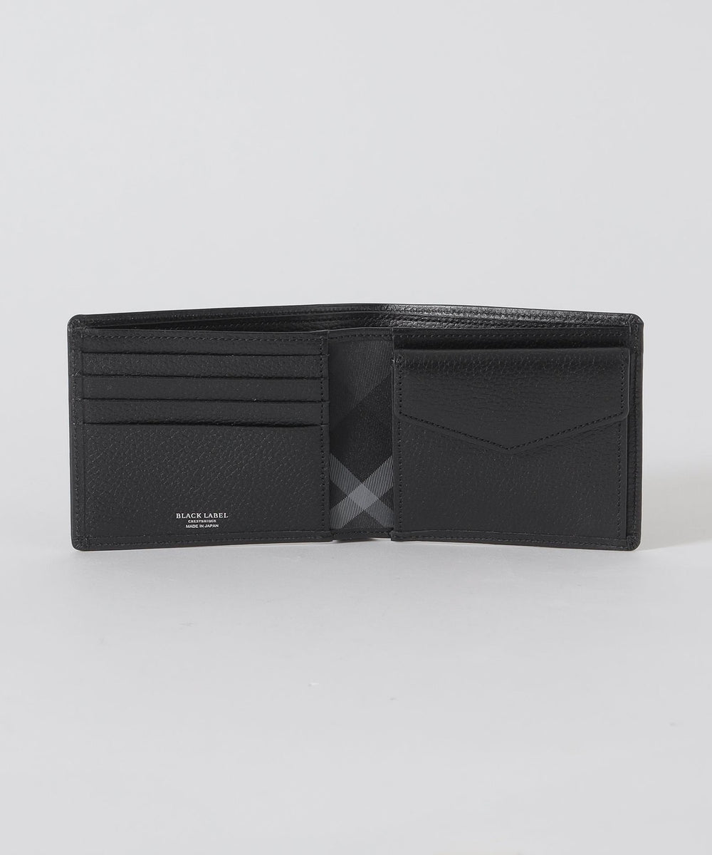 インサイドクレストブリッジチェックコンビレザーコインウォレット