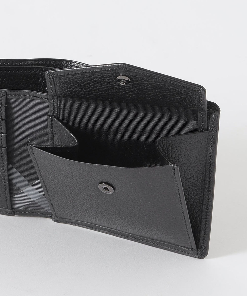 インサイドクレストブリッジチェックコンビレザーコインウォレット