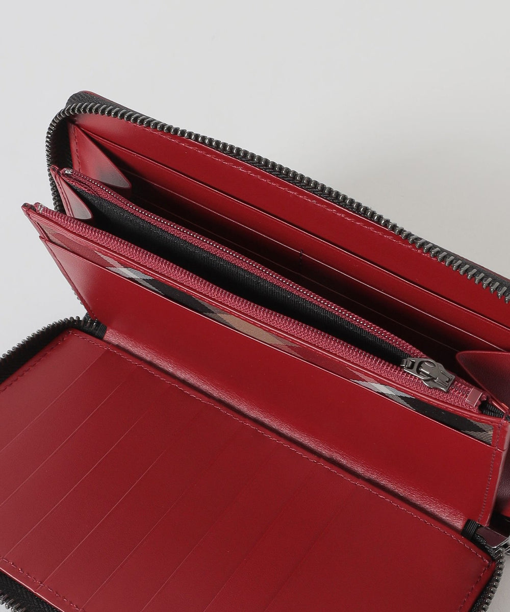 [未使用品] BLACK LABEL CRESTBRIDGE ラウンドジップ トーナルクレストブリッジチェックラウンドジップウォレット