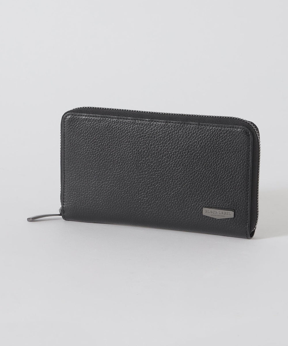 インサイドクレストブリッジチェックコンビレザーラウンドジップ