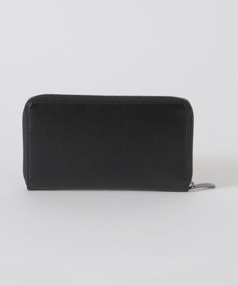 インサイドクレストブリッジチェックコンビレザーラウンドジップ