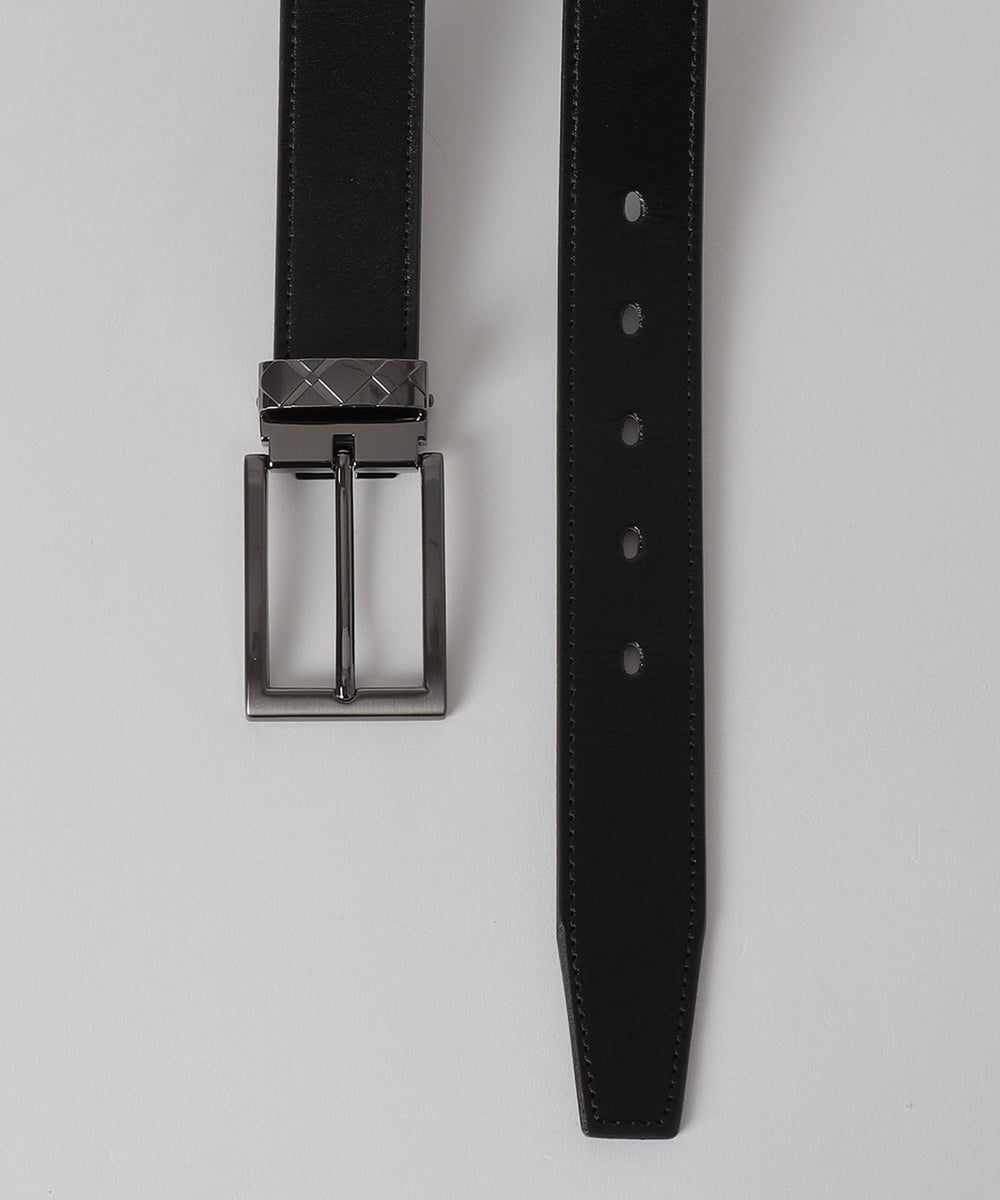 サルカンチェックバックルアンティークレザーベルト（ベルト）｜BLACK