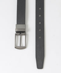 ウォーターフォールエンボスブラックスリムリバーシブルベルト（ベルト
