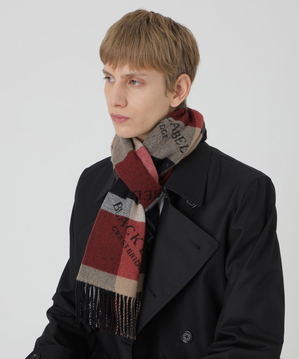 【10th ANNIVERSARY】クレストブリッジチェックロゴジャカードカシミヤマフラー