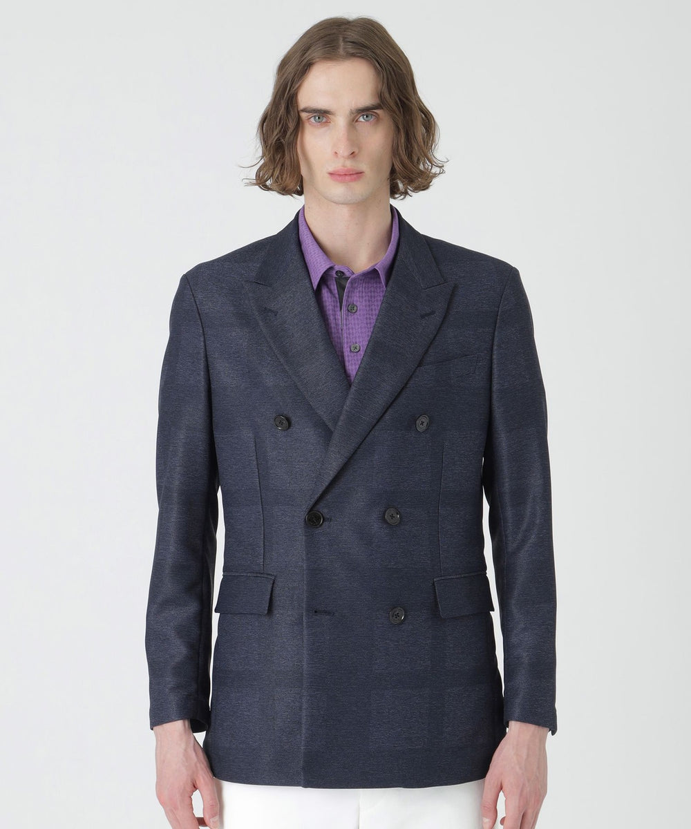 シャドークレストブリッジチェックカラミダブルブレステッドジャケット