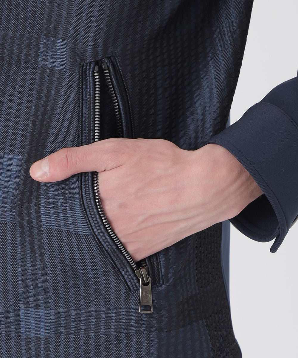サッカーシャドークレストブリッジチェックハイブリッドパーカー