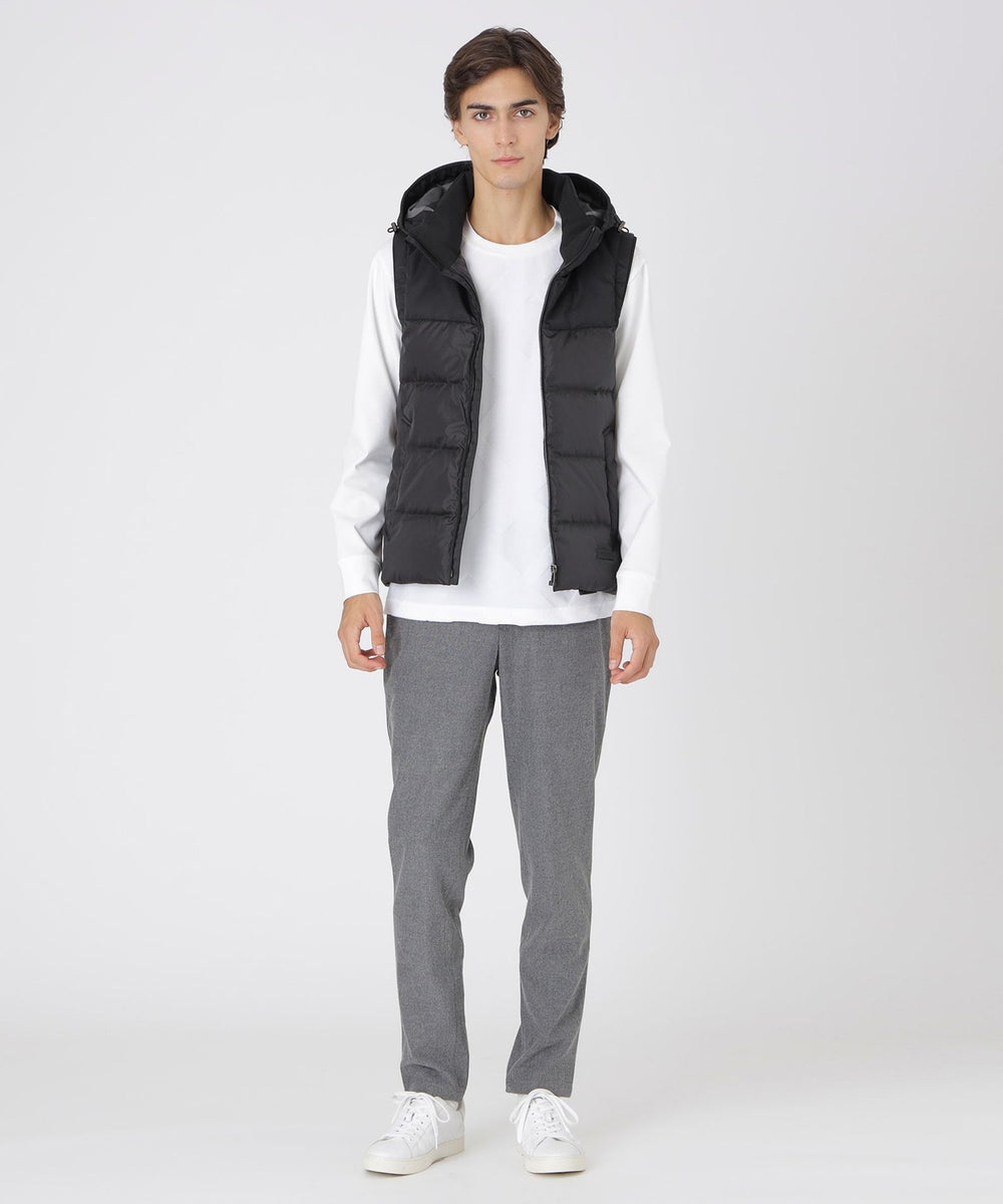 一部店舗限定】パーシャルチェックダウンベスト（ブルゾン）｜BLACK