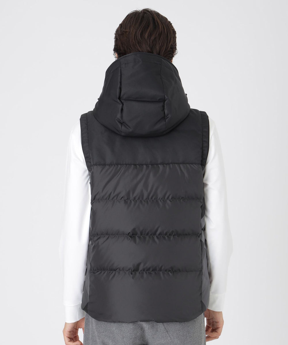 一部店舗限定】パーシャルチェックダウンベスト（ブルゾン）｜BLACK