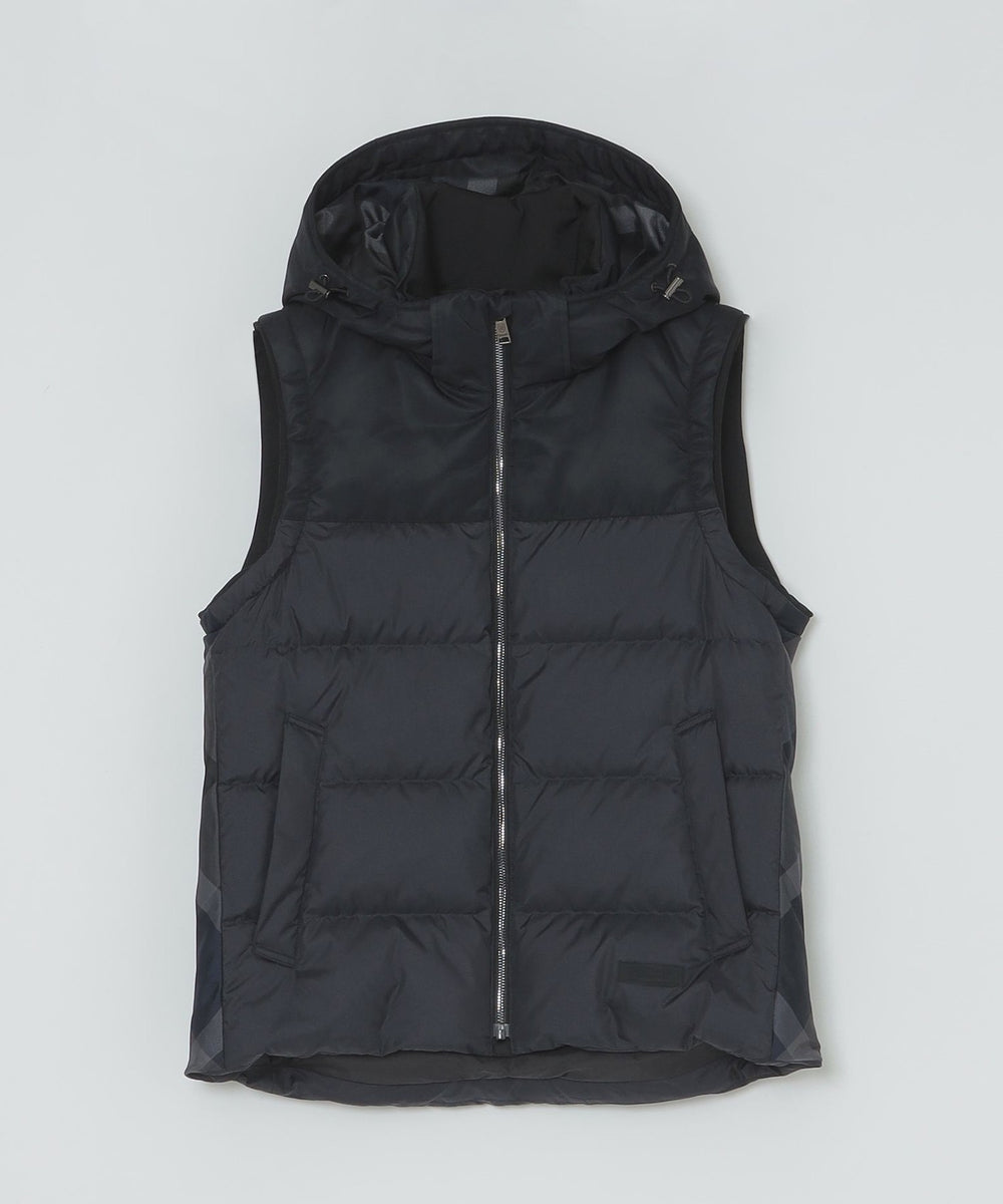 一部店舗限定】パーシャルチェックダウンベスト（ブルゾン）｜BLACK