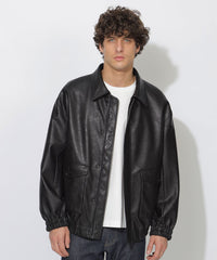 WEB限定】シンセティックレザーフライトジャケット（ブルゾン）｜BLACK
