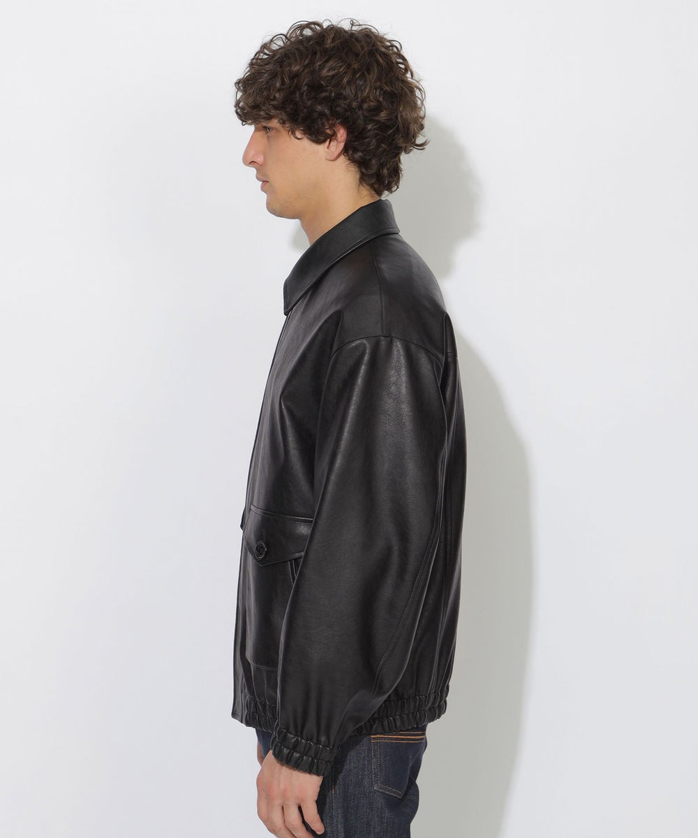 WEB限定】シンセティックレザーフライトジャケット（ブルゾン）｜BLACK