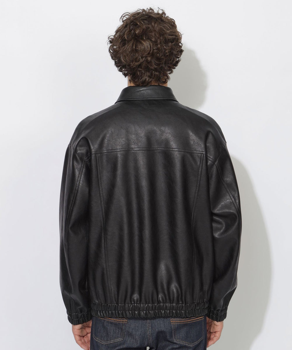WEB限定】シンセティックレザーフライトジャケット（ブルゾン）｜BLACK