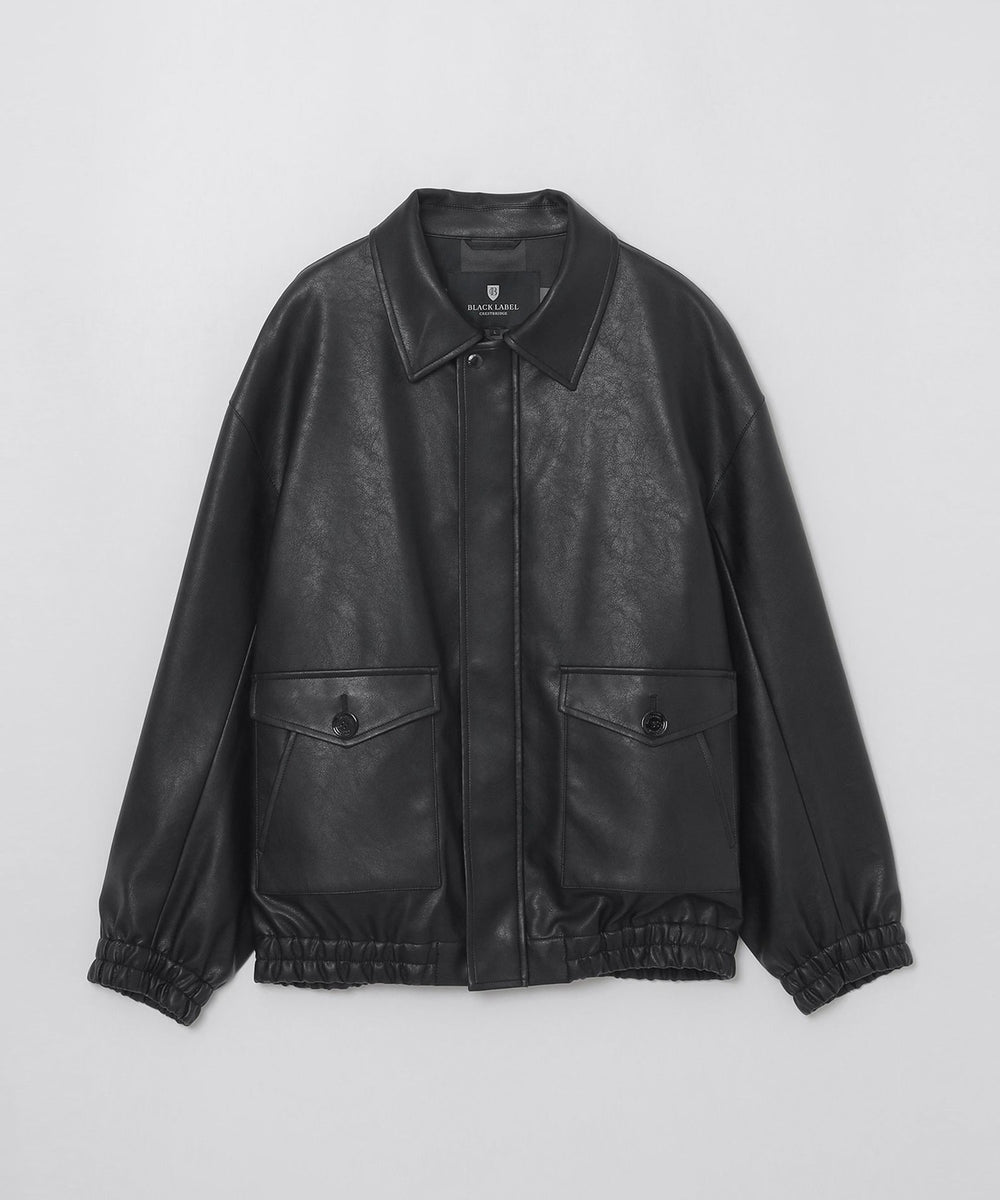 WEB限定】シンセティックレザーフライトジャケット（ブルゾン）｜BLACK