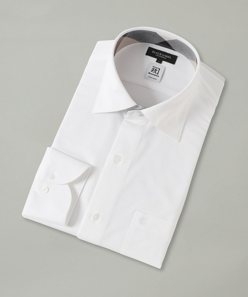 ブラックレーベルクレストブリッジ新品 セミワイドカラーシャツ / 長袖シャツ L 一部店舗限定】カネマサプレミアムソリッドジャージーセミワイドカラー
