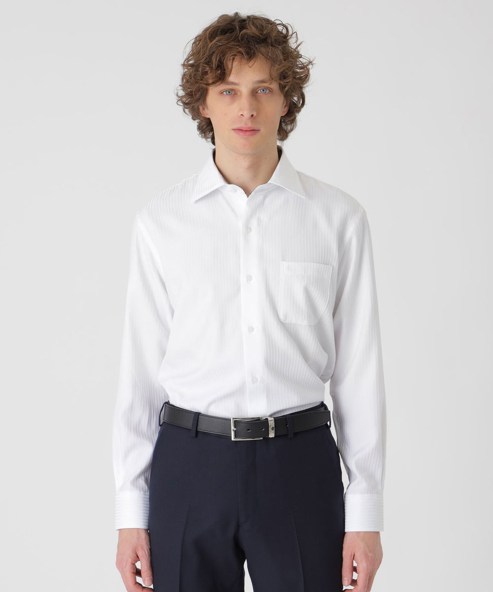 ꧁美品꧂ブラックレーベルクレストブリッジ　シャドーストライプシャツ　白　Ｓ シャドーストライプセミワイドカラーシャツ（ドレスシャツ）｜BLACK