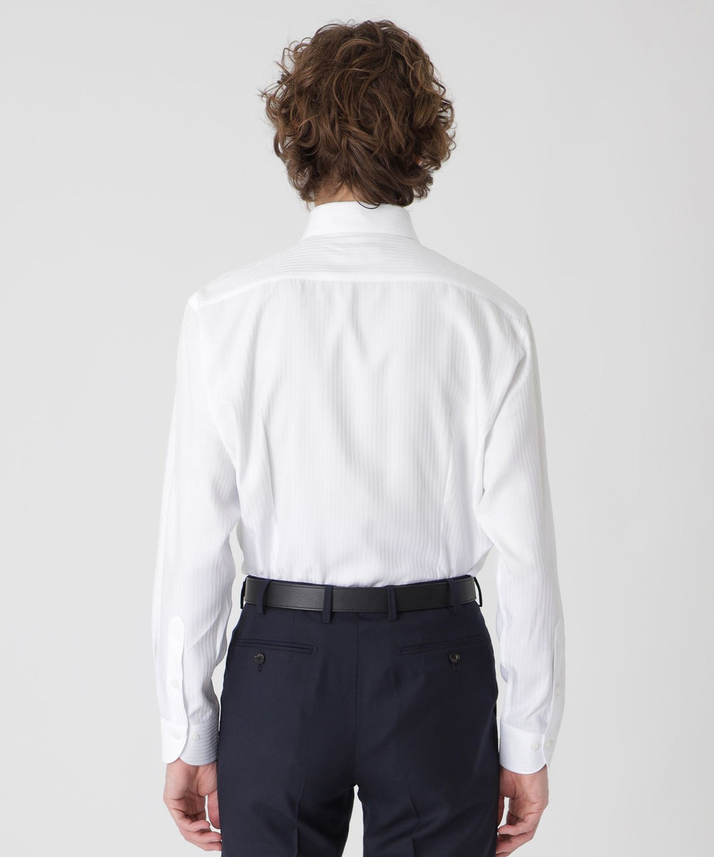 シャドーストライプセミワイドカラーシャツ（ドレスシャツ）｜BLACK