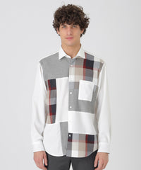 クレスブリッジチェックパッチワークシャツ（カジュアルシャツ