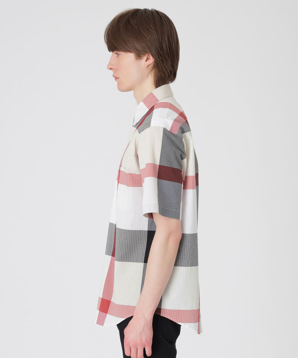 クレストブリッジチェックサッカーシャツ（カジュアルシャツ）｜BLACK  