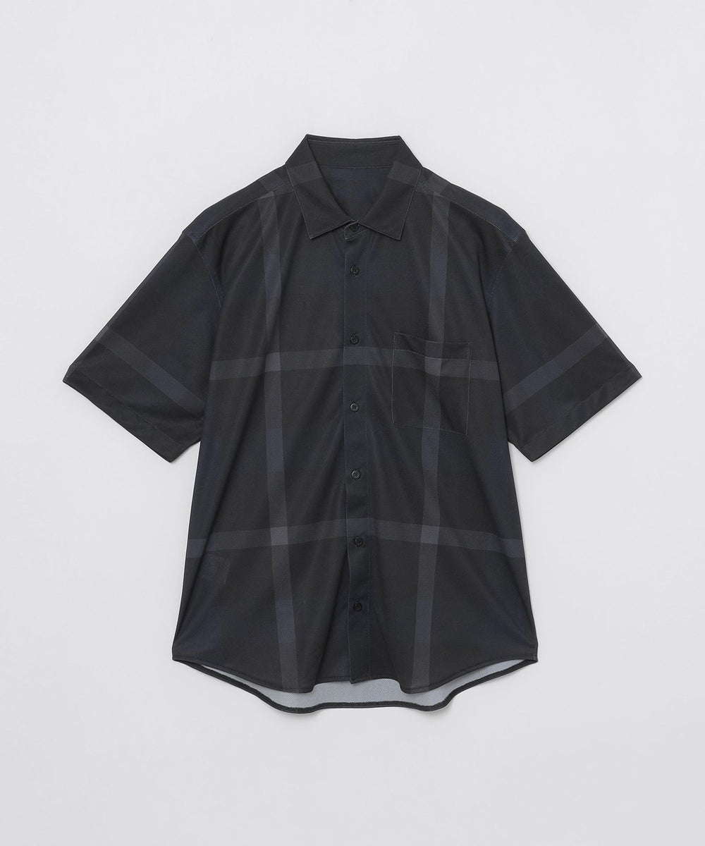 BLACK lab.】メッシュトリコットクレストブリッジチェックシャツ