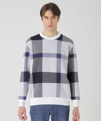 テクニカルクレストブリッジチェックニット（ニットウェア）｜BLACK